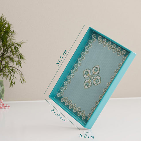 Floral Wooden Rectangular Serving Tray Large